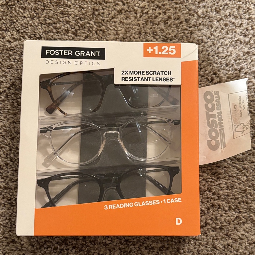 Foster Grant Black and Clear Reading Glasses Trio
